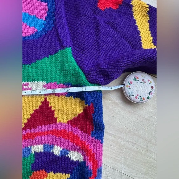 McWooligans Vintage 100% Wool Hand Knit Cardigan Sweater - Picture 3 of 14